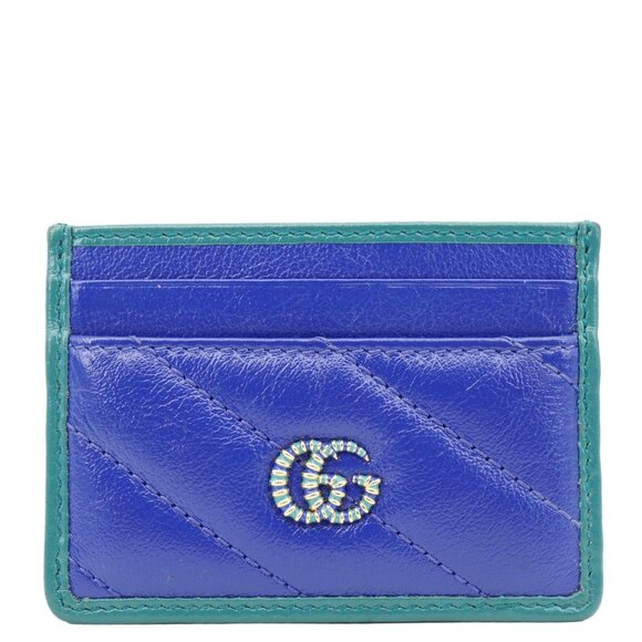 Gucci  Torchon GG Calfskin Leather Card Holder Blue 573812 - Picture 1 of 12